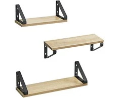 Songmics Sieninių lentynų komplektas, 30x12x10 cm, ąžuolas, juoda