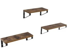 Songmics Sieninių lentynų komplektas, 30x12x10 cm, ruda, juoda