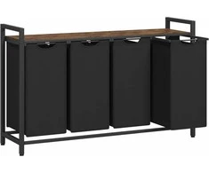 Songmics Skalbinių krepšys, 115.6x33x72.5 cm, rudos ir juodos spalvos