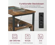 Songmics Šoninis staliukas, 60x35x60 cm, rudas