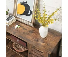 Songmics TV staliukas, 110x40x50 cm, rudas ir juodas