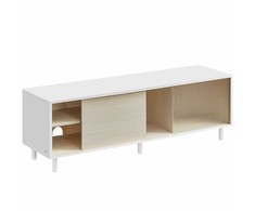 Songmics TV staliukas, 140x39x45 cm, balta ir smėlio spalvos
