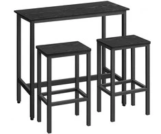 Songmics Valgomojo stalas su kėdėmis, 100x40x88,5 cm, juoda