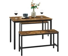 Songmics Valgomojo stalas su kėdėmis, 110x70x75 cm, ruda ir juoda