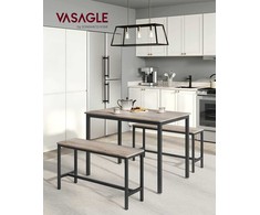 Songmics Valgomojo stalas su kėdėmis, 110x70x75 cm, juoda