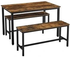 Songmics Valgomojo stalas su kėdėmis, 110x70x75 cm, ruda ir juoda