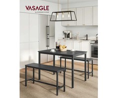 Songmics Valgomojo stalas su kėdėmis, 110x70x75 cm, juoda