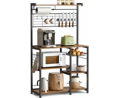 Songmics Virtuvės lentyna, 90x42x167 cm, ruda/juoda