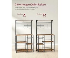 Songmics Virtuvės lentyna, 90x42x167 cm, ruda/juoda
