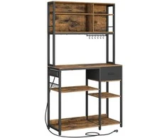 Songmics Vasagle Virtuvės lentyna su lizdais ir medžiaginiu stalčiumi 40 x 100 x 180,4 cm
