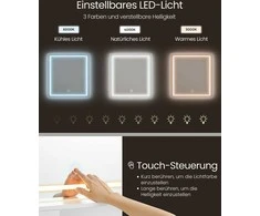 Vasagle 90 cm pločio makiažo staliukas su LED apšvietimu