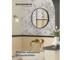 Songmics Sieninis veidrodis modernus, lengvai surenkamas rašalas juodas
