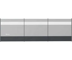 "Outsunny" sulankstomas vėjo skydas su šviesos šaltiniu, lango kaiščiais, virvėmis, virvėmis, vėjo apsaugine tvora, paplūdimio apsauga nuo vėjo, skirta kempingui, sodui, paplūdimiui, terasai, 440 x 140 cm, pilka