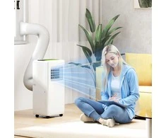Ventiliatorius HOMCOM mobilus oro kondicionierius 3-in-1 su aušinimu, oro sausintuvu, ventiliatoriumi, oro išleidimo žarna, 9000BTU automatinis oro aušintuvas su nuotolinio valdymo pultu, laikmačiu, vaikų saugos užraktu, baltas