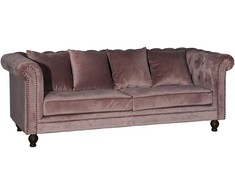 Venture Design 3-vietės sofa, aksomas, 217x88 cm, rožinė