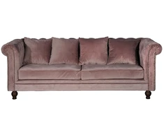 Venture Design 3-vietės sofa, aksomas, 217x88 cm, rožinė