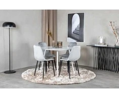 Venture Design Apskritas stalas, Plaza, 100 cm, Balta, Valgomasis kėdė, Polar, 52x86x44 cm, Pilka