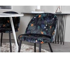 Venture Design Apskritas stalas, Plaza, 100 cm, Balta + Veltetinė valgomasis kėdė, 55x78x50.5 cm, Juoda