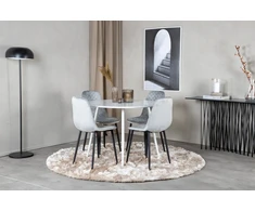 Venture Design Apskritas stalas, Plaza, 100 cm, Balta, Valgomasis kėdė, Polar, 52x86x44 cm, Pilka