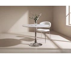 Venture Design Apvalus valgomojo stalas Hamden, balta