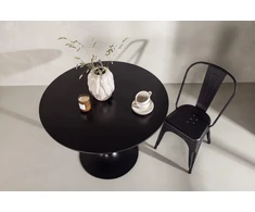 Venture Design Apvalus valgomojo stalas Hamden, juoda