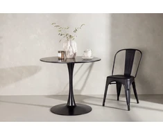Venture Design Apvalus valgomojo stalas Hamden, juoda