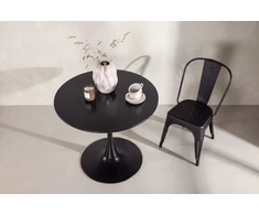 Venture Design Apvalus valgomojo stalas Hamden, juoda