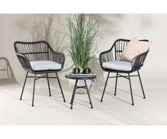 Venture Design Balkono komplektas, Viga, Sofa: 63x81x60 cm, Staliukas: ⌀40 cm, Juodas