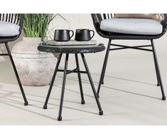Venture Design Balkono komplektas, Viga, Sofa: 63x81x60 cm, Staliukas: ⌀40 cm, Juodas
