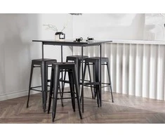 Venture Design Baro stalas ir baro kėdė, 120x60 cm, juodas MDF ir metalas