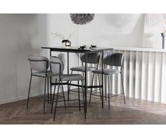 Venture Design Baro stalas ir baro kėdė, 120x60 cm, juodos spalvos audinys