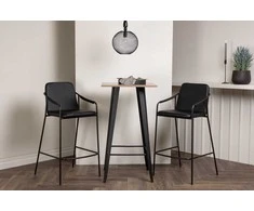 Venture Design Baro stalas ir baro kėdžių komplektas 60x60 cm, juodas MDF, PU