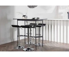 Venture Design Baro stalo ir baro kėdės komplektas 120x60 cm, juodas MDF, chromuotas plienas, audinys