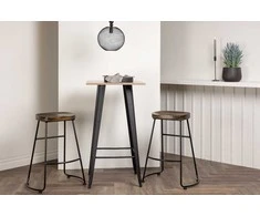 Venture Design Baro stalo ir baro kėdės komplektas 60x60 cm juodas MDF metalas