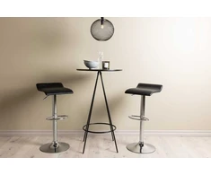 Venture Design Baro stalo ir baro kėdžių komplektas 60 cm juodas MDF faneruotas chromuotas plienas audinys