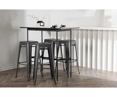 Venture Design Baro stalo ir baro kėdžių komplektas 120x60 cm juodas tamsiai pilkas MDF metalas