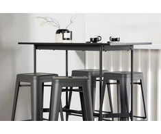 Venture Design Baro stalo ir baro kėdžių komplektas 120x60 cm juodas tamsiai pilkas MDF metalas