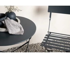 Lauko baldų komplektas Venture Design Bistro komplektas, Marseille, skaitmeniškas, stalas: ⌀60 Kėdė: D: 45 A: 80 P: 42, Tamsiai pilka