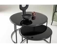 Venture Design Dvigubas sofos stalas, ⌀79.5, Juodas