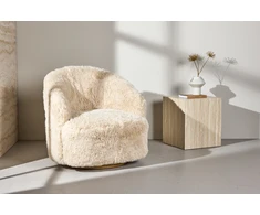 Venture Design Fotelis 54x49 cm Smėlio spalvos dirbtinis kailis