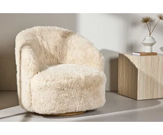 Venture Design Fotelis 54x49 cm Smėlio spalvos dirbtinis kailis