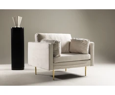 Venture Design Fotelis, Boom vieno sėdynės kėdė iš velveto, 86x84x110 cm, kreminė spalva