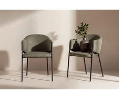 Venture Design Fotelis Evelina, 2 vnt., poliesteris (lino faktūros), tamsiai žalia, juoda