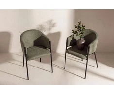 Venture Design Fotelis Evelina, 2 vnt., poliesteris (lino faktūros), tamsiai žalia, juoda