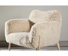 Venture Design Fotelis Zenzi 50x50x45 cm Smėlio spalvos dirbtinis kailis
