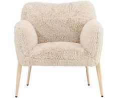 Venture Design Fotelis Zenzi 50x50x45 cm Smėlio spalvos dirbtinis kailis