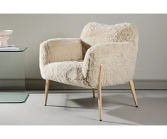 Venture Design Fotelis Zenzi 50x50x45 cm Smėlio spalvos dirbtinis kailis