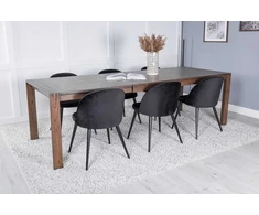 Venture Design Ištraukiamas stalas, slydintis, 170x95 cm, Rūkytas ąžuolas, Valgomasis kėdė, Dvelksmas, 76.5x50 cm, Juoda