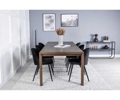 Venture Design Ištraukiamas stalas, slydintis, 170x95 cm, Rūkytas ąžuolas, Valgomasis kėdė, Dvelksmas, 76.5x50 cm, Juoda