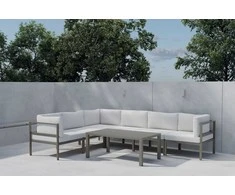 Venture Design Kampinė sofa Copacabana su staliuku Ruda Balta